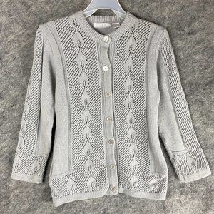 Zado Cardigan Sweater Small Women's 100% Acrylic Gray Adults Long Sleeve S